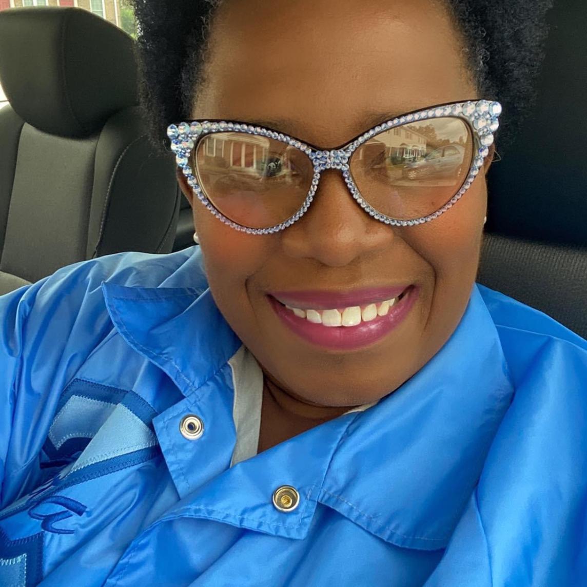 Light Blue Australian Crystals Cat-Eye Glasses