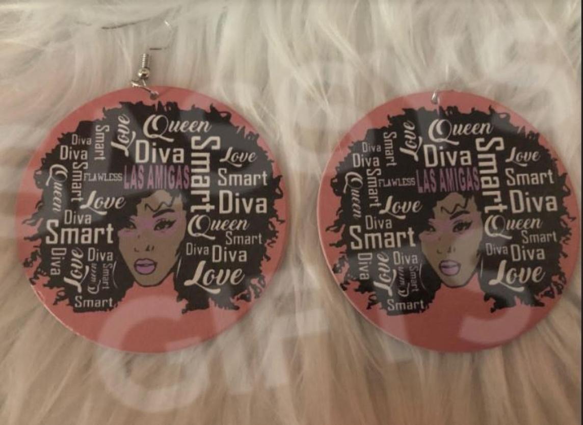 Las Amgas Diva Girl Wooden Earrings