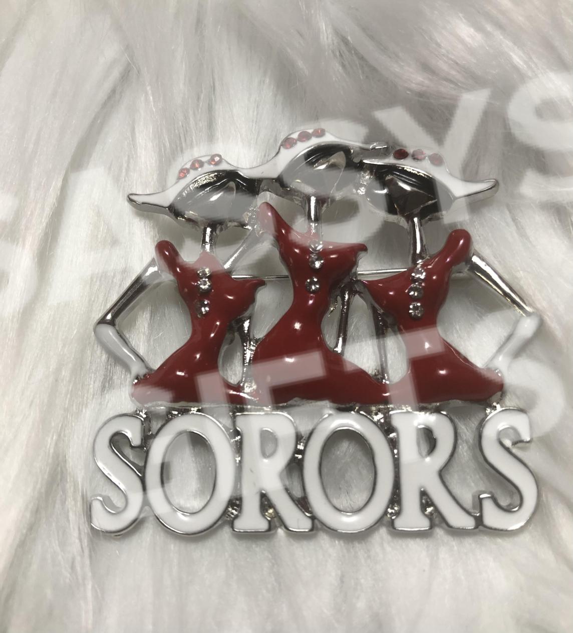Red and White SORORS Pin