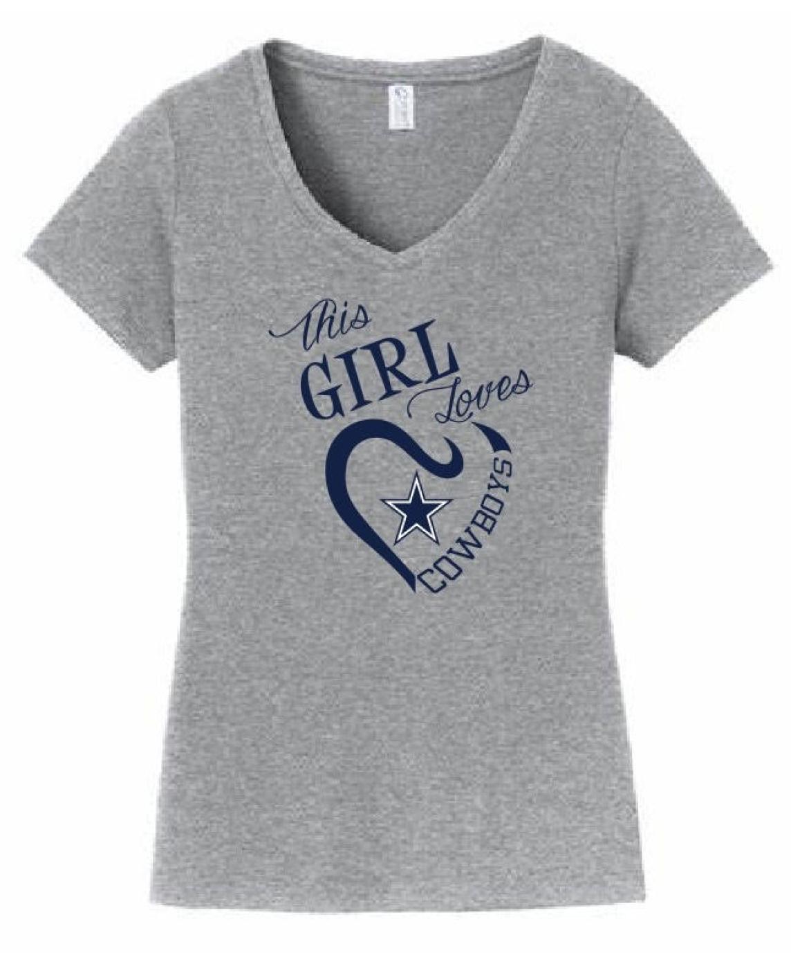 This Girl Loves The Cowboys on a Grey Tee 