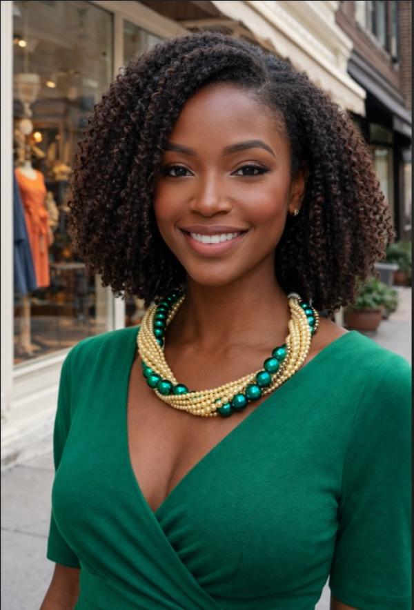 Yellow and Green Twisted Necklace Set