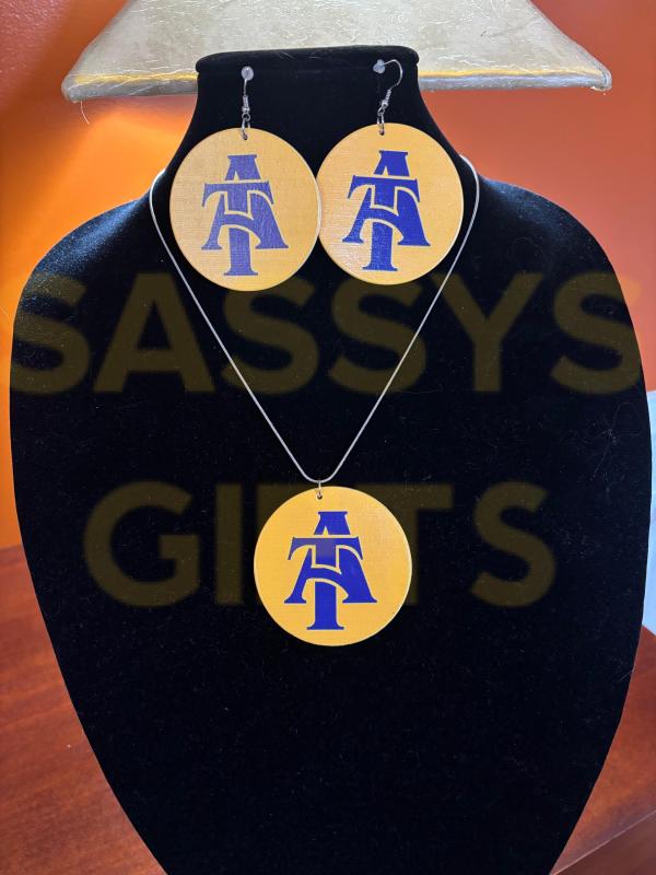 NC A&T Wooden Jewelry Set