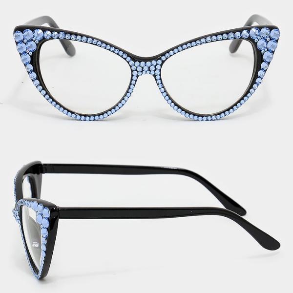 Light Blue Australian Crystals Cat-Eye Glasses