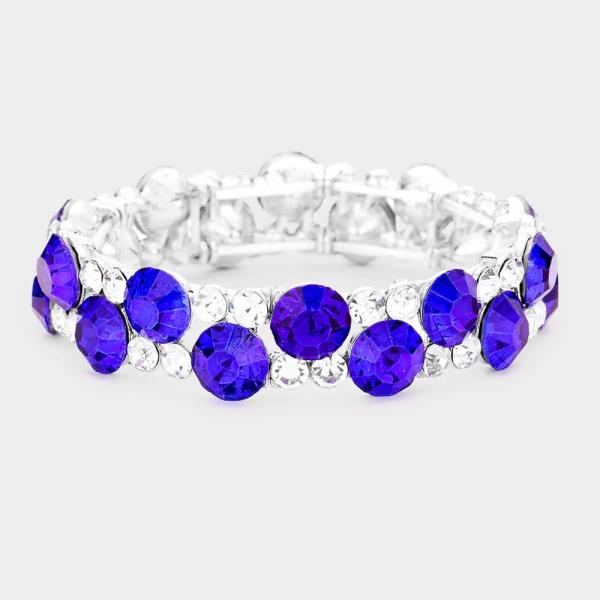 Royal Blue Rhinestones Bubble Stretch Bracelet