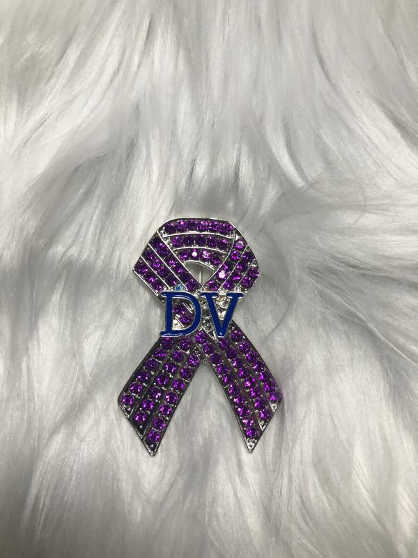 Domestic Violence Rhinestone Ribbon