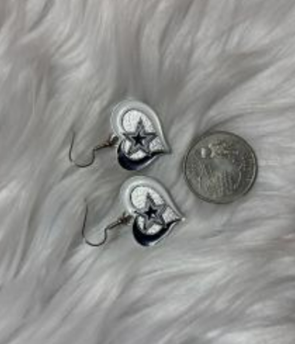 Dallas Cowboys Heart Shaped Earrings