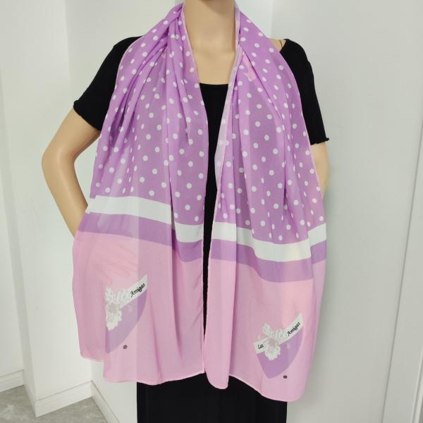 Las Amigas Purple Polka Dot Oblong Scarf
