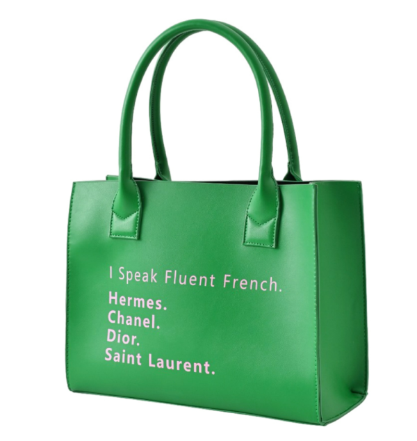I Speak Fluent French Green Tote