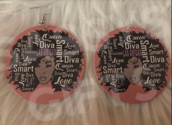 Las Amgas Diva Girl Wooden Earrings