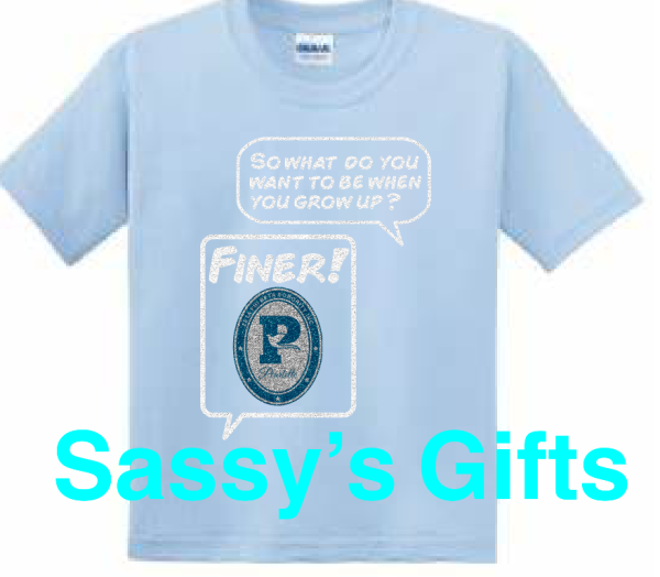 Amicette Finer Glitter Tee. What Do You Want To Be? Youth Sizes Only (LARGE -  Blue)