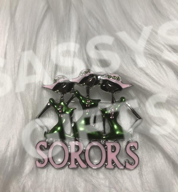 Pink and Green SORORS Pin