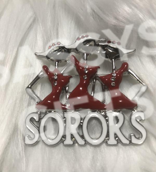 Red and White SORORS Pin