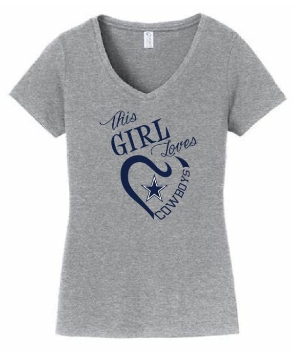 This Girl Loves The Cowboys on a Grey Tee 