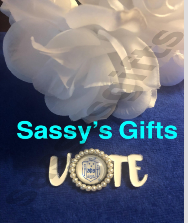 Sassy’s All White Zeta VOTE Pin