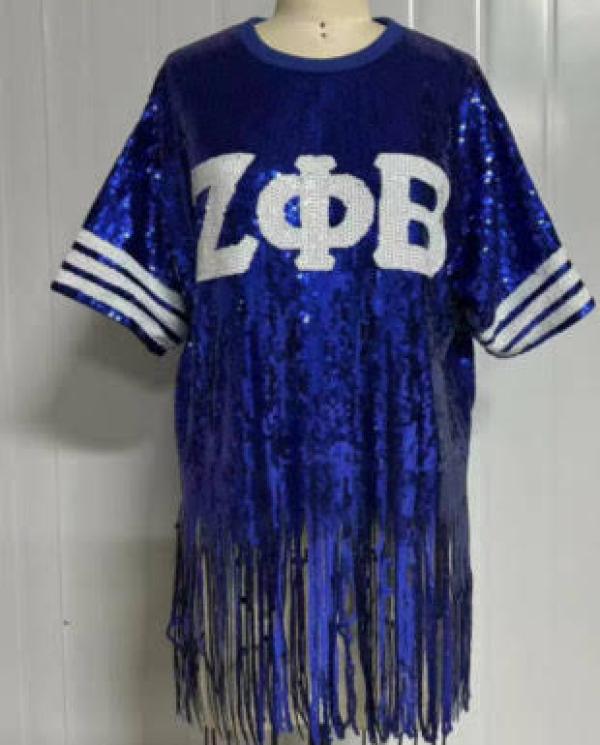 Zeta Sassy Sequin Fringe Top Plus Size - One Size Fits Most Up to 3X